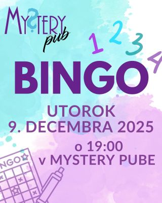 Bingo je opäť tu! Kto by nemiloval bingo? Túto hru hrávajú milióny ľudí po celom svete. A 9. decembra si ju v Mystery pube...
